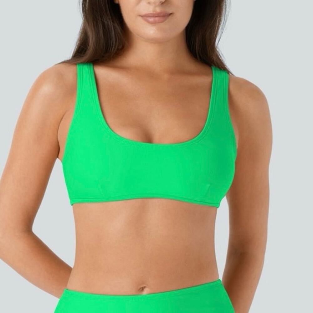Halara Women's Bikini Bathing Suit Top Neon Green Sporty Size XS Cruise Vacation